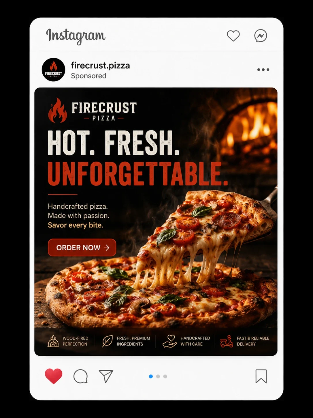 Firecrust pizza Instagram ad