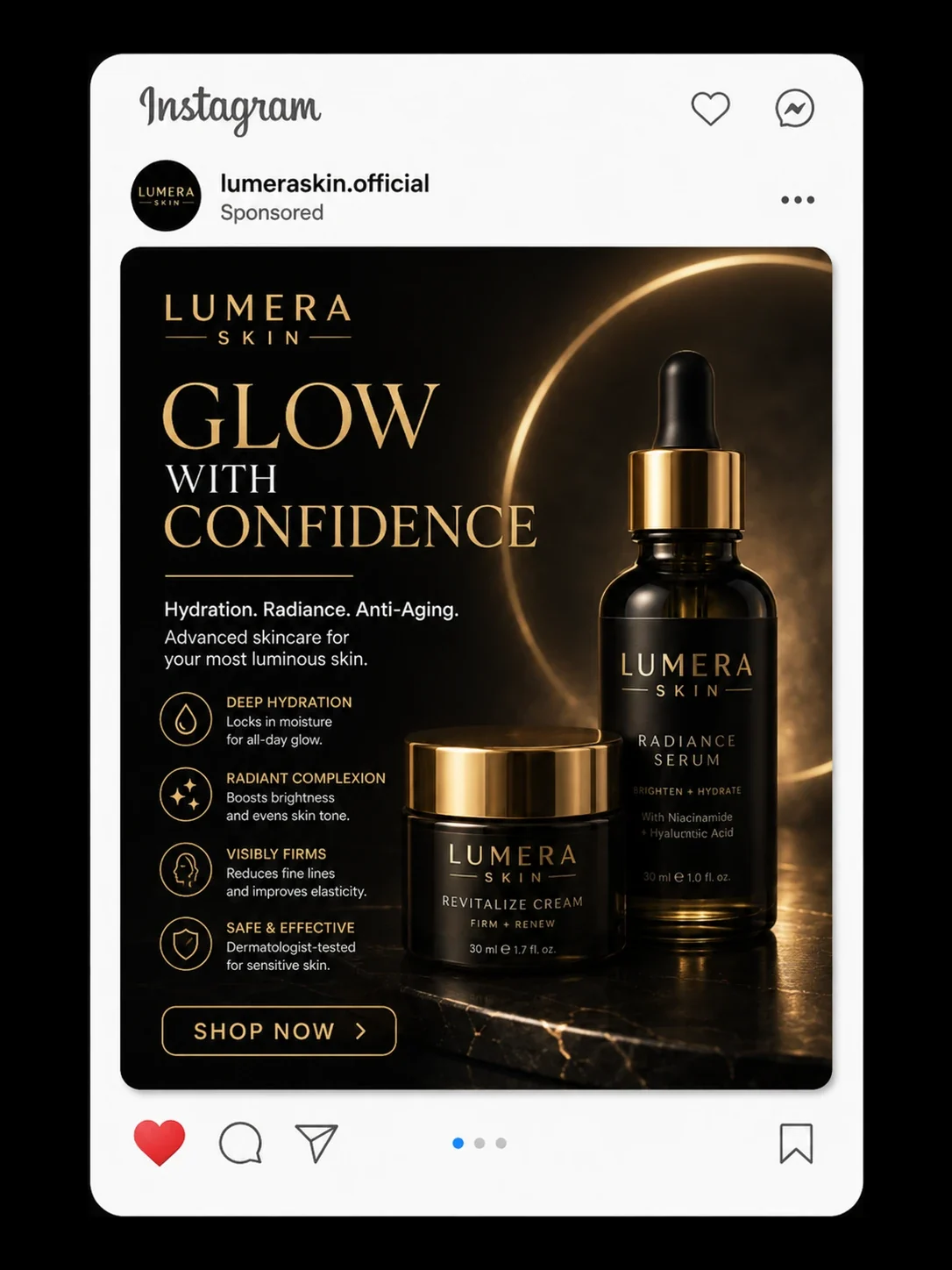 Lumera skincare Instagram ad