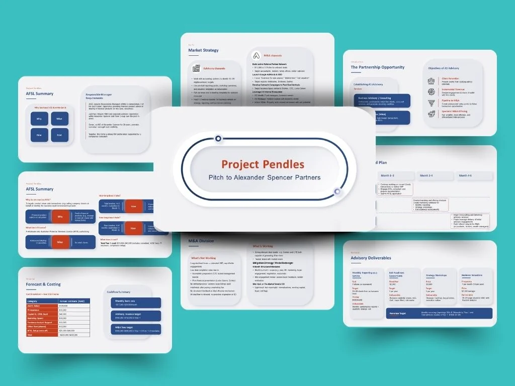 Project Pendles advisory pitch deck