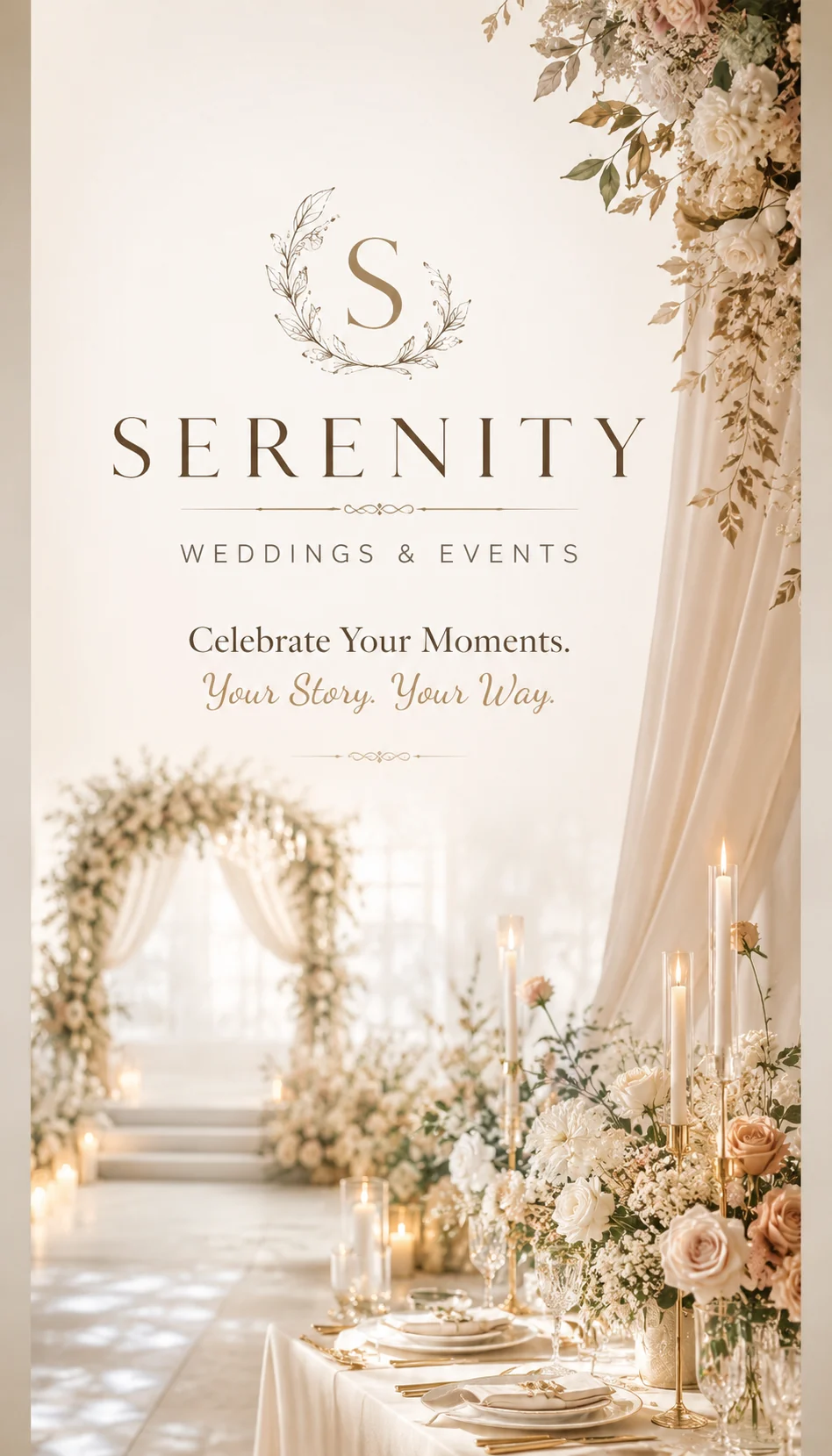 Serenity Weddings and Events Standee Design